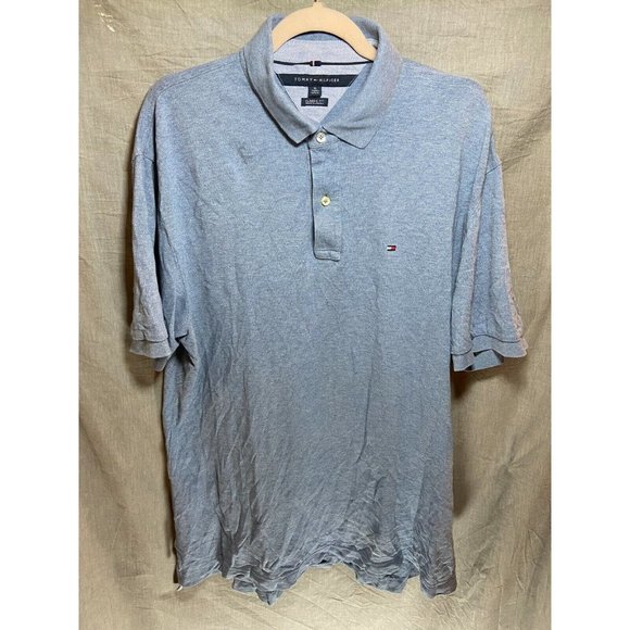 Tommy Hilfiger Button Up Shirt Adult Extra Large Blue Casual Short‎ Sleeve Mens. - Picture 1 of 9